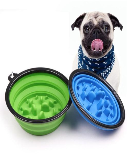 Ciotola per cani portatile pieghevole 2 dimensioni ciotola per alimentazione per animali domestici ciotole per alimenti lenti piatti per mangiatoia per acqua per cani e gatti ciotole per soffocamento pieghevoli da viaggio wit8802778