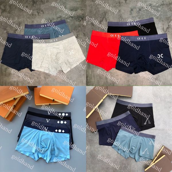 Marca masculina roupa interior respirável cuecas desigenr carta impressa boxers de alta qualidade cueca 3 pçs/caixa