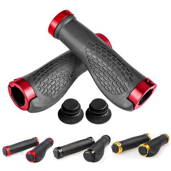 Bisiklet Gidonlar Bileşenler Bike Gidon Grips Kaçak Anti-Slip Slip Olmayan Çift Kilitleme Kauçuk Ergonomik Dağ MTB Bisiklet Parçaları Bisiklet Kavramaları Siyah Altın Mavi 231023