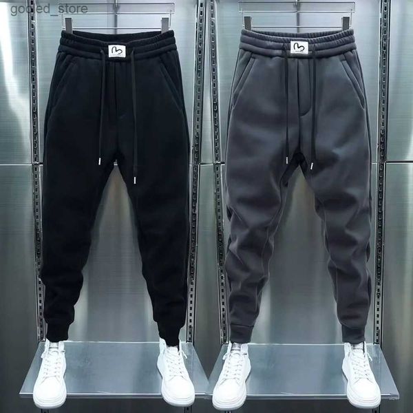 Herrenhosen, Herren-Jogginghose, solide, lockere Passform, Herren-Sweathose, Winter, warme Fleece-Jogginghose, Unisex, elastische Taille, Trainingshose, Herrenhose Q231023