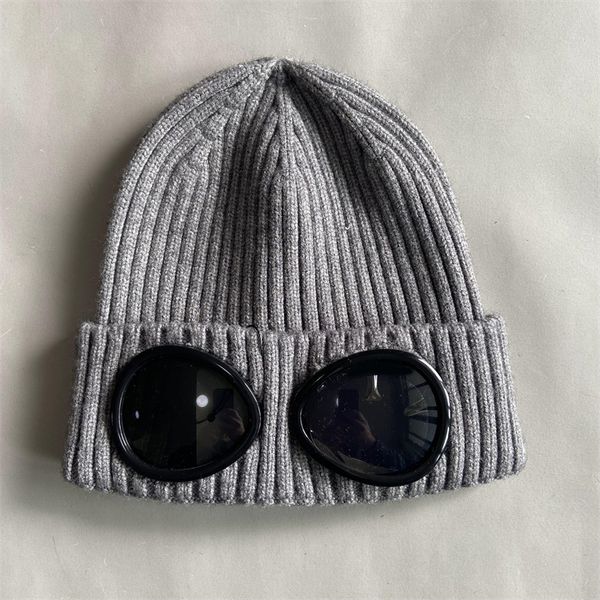 Doppelbrillen-Mütze, Designer-Mütze für Herren, Beanies, Wolle, gerippt, gestrickt, Totenkopfmütze, Winter, Outdoor, Designer-Mütze, Unisex, klassisch, Schwarz, Grau, HJ02