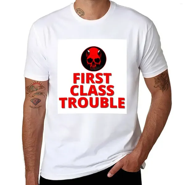 Polo da uomo T-shirt First Class Trouble T-shirt nere T-shirt oversize a maniche corte da uomo