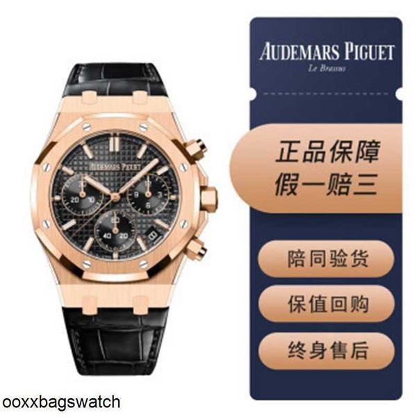 Audpi Luxury Watches Bilek Saat Epic Royal Meşe Serisi 26240or Gül Altın Siyah Plaka Kemer Erkek Moda Eğlence İş Sporları Geri Şeffaf Mekanik Wris HB06