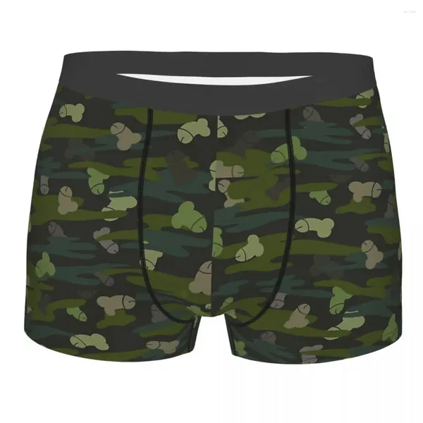 Cuecas pênis galo camuflagem engraçado exército verde algodão calcinha homem roupa interior impressão shorts boxer briefs