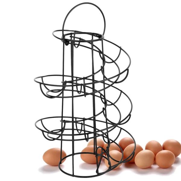 Organizzazione di stoccaggio per la cucina Scaffale per ricoveri per uova in metallo moderno 24 uova Scaffale per organizer da bancone Forniture per la casa Rullo a spirale 231023