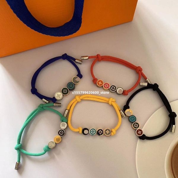 Kette Designerschmuck 23 Geschenke Erste Wahl Seil Mehrfarbiges Perlenarmband Neuer vierblättriger Gras-Glücksbringer für Männer und Frauen