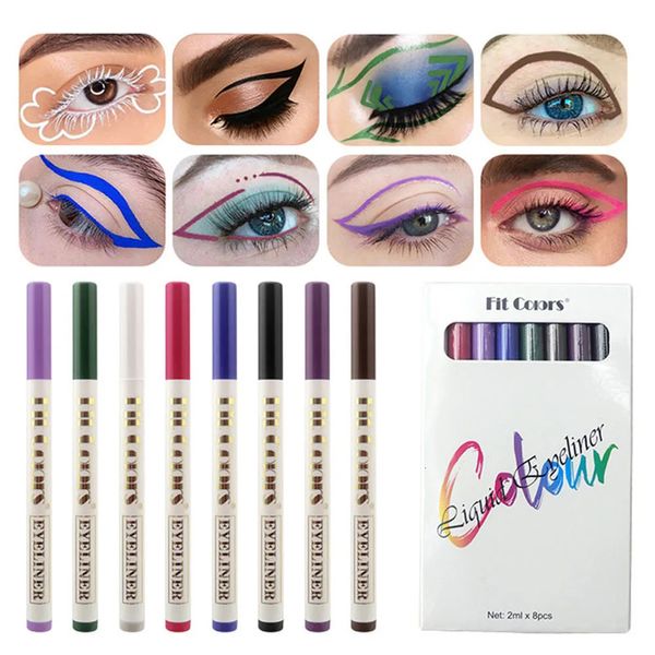 Ombretto Set di eyeliner a 8 colori Asciugatura rapida Fodera per trucco facile da colorare Cosmetico impermeabile a lunga durata per gli occhi 231023