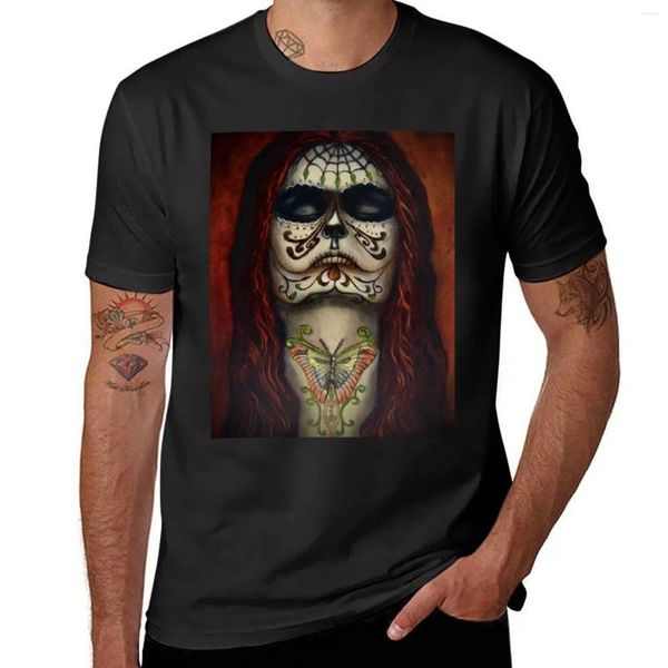 Polos masculinos Self - Day Of The Dead Dia De Los Muertos Camiseta Oversized Camisetas Roupas Para Homens