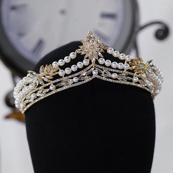 Haarspangen, königliche Perlen, kubischer Zirkon, Hochzeitskronen, Tiaras, Kristall-Abend-Haarbänder, Bräute-Accessoires, Abschlussball-Schmuck