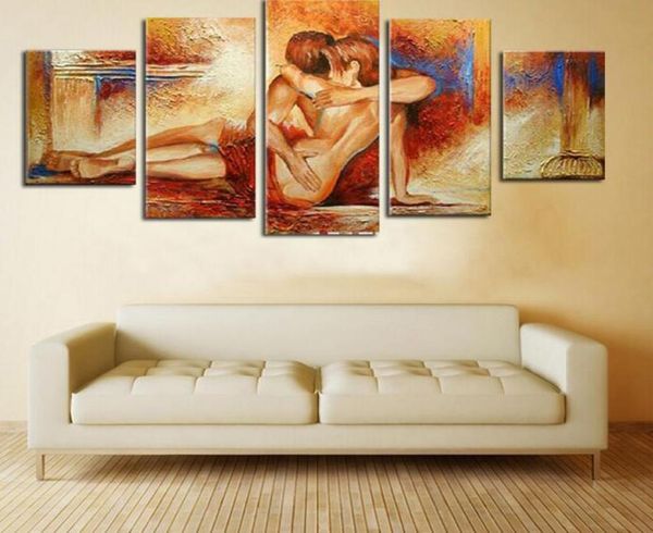 Coppia nuda nuda ama la pittura a olio che abbraccia artistica su tela quadri moderni decorativi da parete senza cornice per la casa decor9290102