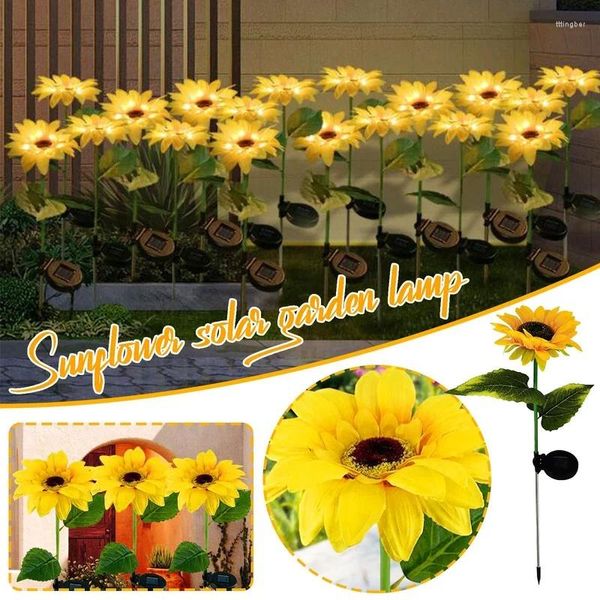 Gartendekorationen Dekoration im Freien Solar Sonnenblume 8 LED Bodenlicht Landschaft Rasen Jardin Exterieure