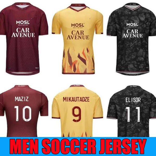 Maillots 23 24 Fc Metz Camisas de futebol Maziz 2023 2024 Mikautadze Jallow Gueye Joseph Niane Home Danley Elisor Away Terceiro Homens Crianças Camisas de Futebol Maillot