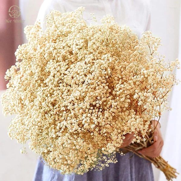 Flores decorativas 80g/pacote gypsophile flores secas naturais preservadas respiração do bebê decoração para casa suprimentos de casamento buquês de noiva gypsophila