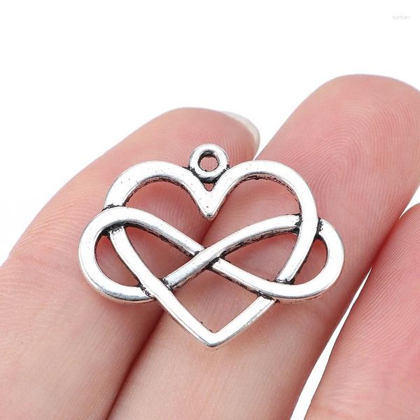 Ciondoli 10 X Colore argento Double Sided Infinity Heart Forever Pendenti Perline per collane fai da te Braccialetti Accessori per la creazione di gioielli