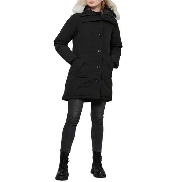 Kadınlar Down Parkas Kaz Palto Kadın Kış Ceketleri Gerçek Kurt Kürk Yaka Kapşonlu Açık Mekan Sıcak ve Rüzgar Tabanlı Çıkarılabilir Kapak Ladies Parka Outerwear Down