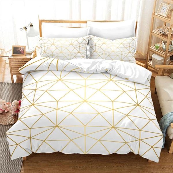 Conjuntos de cama Geométrico Mármore Duveta Capa Stripe Triângulo Conjunto Luxo Consolador com Fronhas Twin Full para Adultos Crianças Decoração