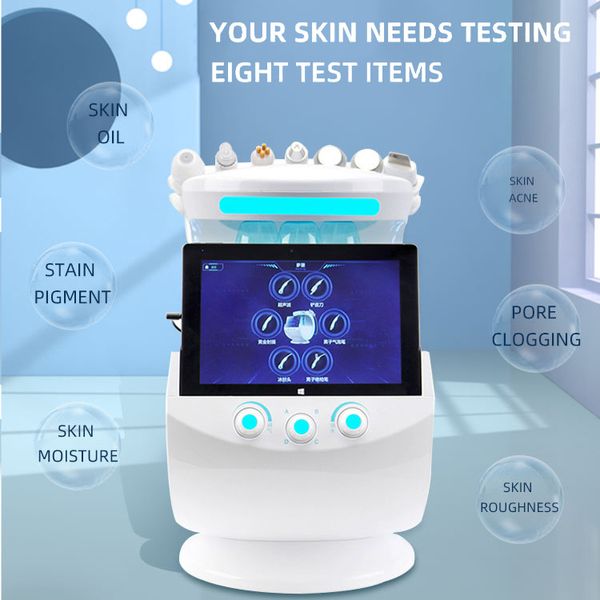 Neuankömmling Desktop-Hautanalysator Anti-Aging-Hautstraffung Faltenflecken-Akne-Beseitigung Peeling Porenschrumpf-Schönheitsgerät mit 7 Griffen