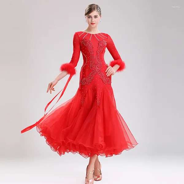 Palco desgaste moderno salão de dança competição vestidos padrão valsa dança roupas tango trajes