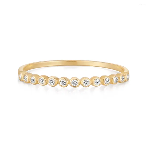 Cluster-Ringe, edler Schmuck, minimalistisch, luxuriös, elegant, klassisch, 14 Karat massives Gold, Zargenfassung, natürlicher Diamant, Ewigkeitsring, Verlobung, Hochzeit