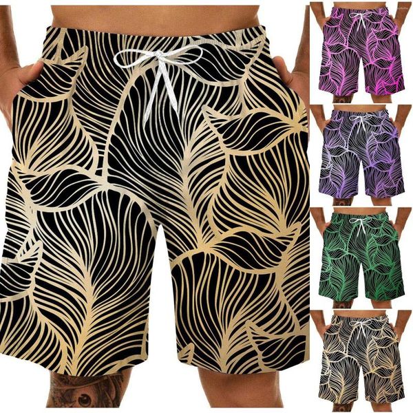 Herren Shorts Summer Leaf Fun Print Große 3D-Größe Freizeit Atmungsaktive Sporthose