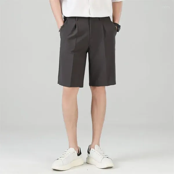 Shorts masculinos 2023 estilo coreano homens combinando cinto joelho comprimento sólido calças curtas verão e primavera casual reta bermuda z31