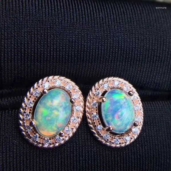 Brincos de opala natural, prata esterlina 925 real para homens ou mulheres 0,5ct 2 peças de pedras preciosas # J19011005