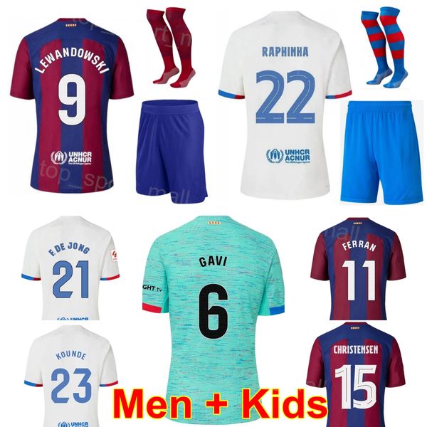 Uomo Bambini 23-24 Club 9 Maglia da calcio LEWANDOWSKI Set 7 FERRAN 22 GUNDOGAN 18 ROMEU 3 BALDE 15 CHRISTENSEN 27 YAMAL F.DE JONG JOAO CANCELO KOUNDE Maglia da calcio Kit BaSai