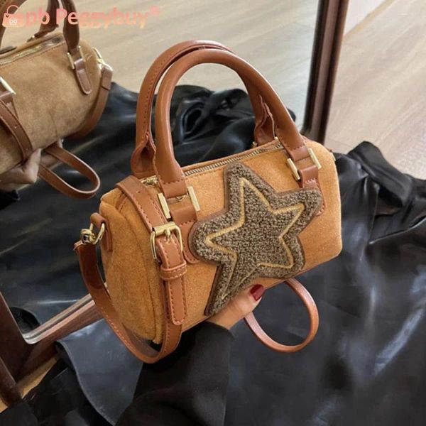 Sacos de noite Mulheres Y2K Bolsa de Ombro Versátil Camurça Tote Casual Star Satchel Bolsa Trendy Fall Shopper