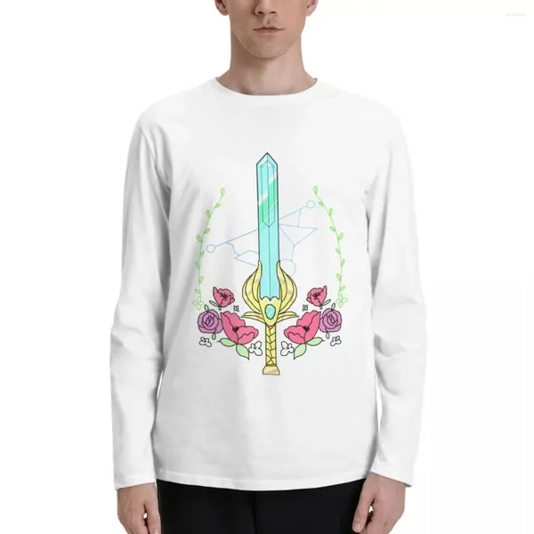 Polo da uomo For The Honor... She-ra Floral Sword T-shirt a maniche lunghe Ragazzi T-shirt bianche Abbigliamento estetico Uomo Divertente