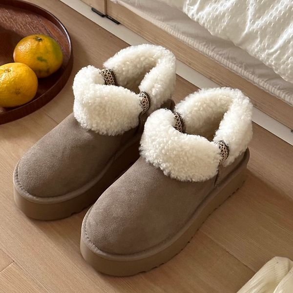 23 novas botas femininas plataforma designer de luxo clássico carta sinal marca botas de neve cheia de lã forro interno sola grossa aumento anti slides senhoras botas de inverno