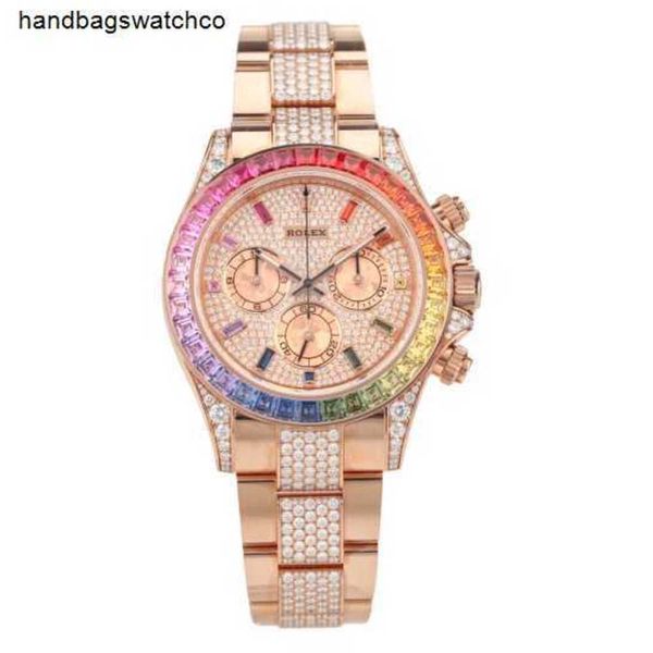 116595rbow0002 nicht getragen Rolaxs Uhr Cosmic Meter Typ Ditona 18 Karat Roségold Original Diamant mechanische Herrenuhr frj