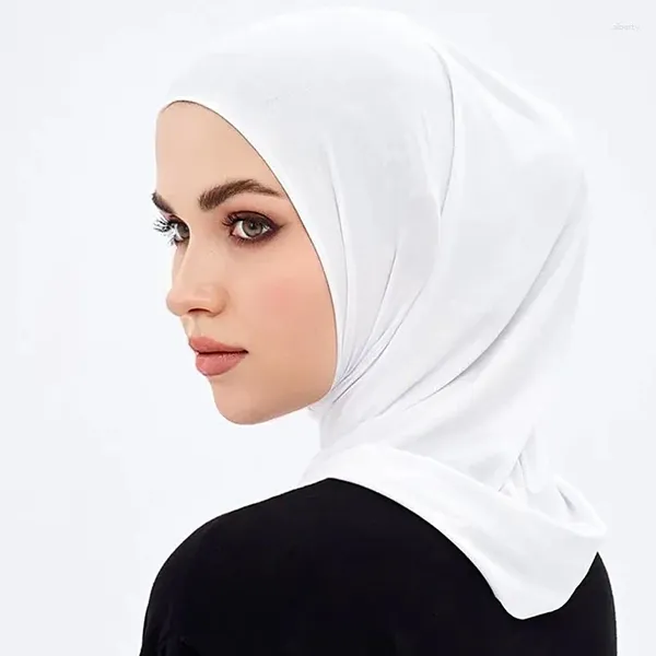Roupas étnicas Gelo Seda Cabeça Envoltório Mulheres Instant Hijab Cachecol Turbante Chapéu Muçulmano Moda Underscarf Hijabs Cap para Mulher Headscarf Turbans