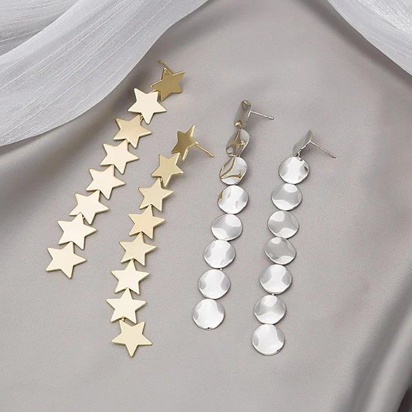 Orecchini a lobo Stelle lunghe Orecchino a disco Donna Ragazza Placcatura in oro Accessori per gioielli di moda Regalo per feste Stile 2023 HE22159