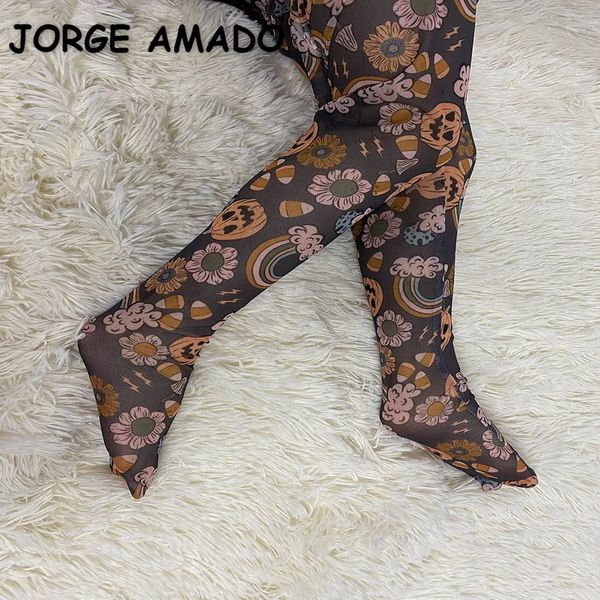 Leggings Strumpfhosen Halloween Sommer Kinder Mädchen Strümpfe Kürbis Spinnennetz Geisterdruck Mesh Strumpfhosen Mode Socken E1042 231023