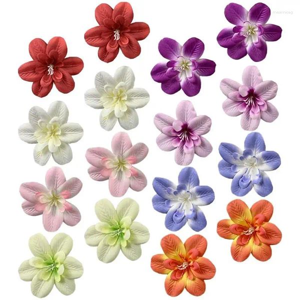 Flores decorativas cabeças flor orquídea cabelo floral falso tecido de seda artesanato falso margarida clipe acessórios arranjo casamento diy clipes