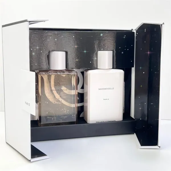 Marca de luxo Body Wash Mademoiselle Paris 200ml Set Girl Woemn Body Face Cleansing Fragrance de alta qualidade com cheiro agradável com caixa de presente Presente de Natal 2023