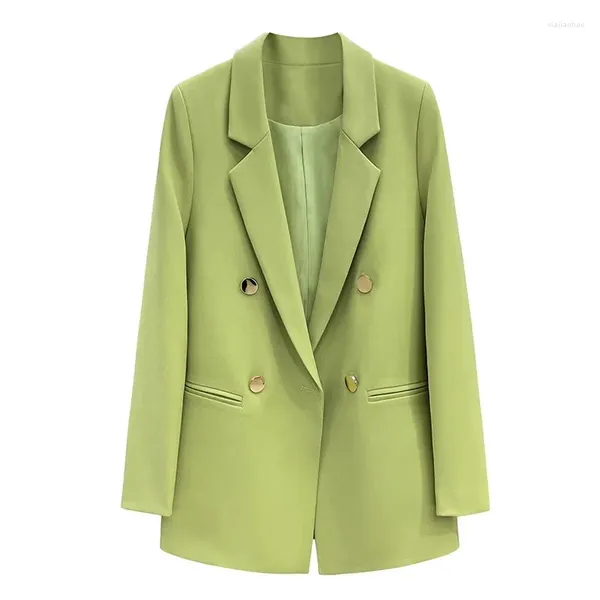 Abiti da donna di colore verde donna blazer moda collare collare su misura per abiti a doppio petto 2023 ol autunno abbigliamento da donna