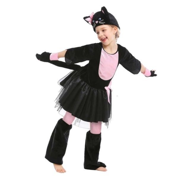 Costume di Halloween Donna Designer Costume Cosplay Costumi di Halloween Costumi di ruolo animale Cosplay Nero Rosa Gatto Fiocco Costumi per bambini