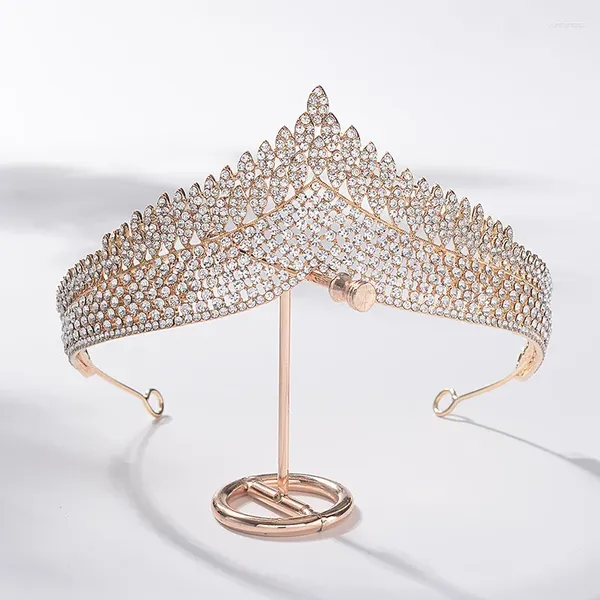 Fermagli per capelli Stile moda coreana Lusso retrò Strass Principessa reale Diademi Corona Fascia Sposa Noiva Accessori per feste di nozze