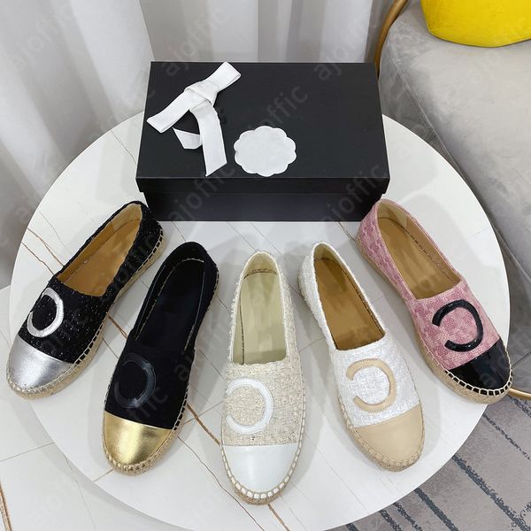 Tasarımcı Tembel Ayakkabı Chaneles Orijinal Deri Kadınlar Anti Slip Sıradan Ayakkabı Marka Ayakkabıları Konforlu Tuval Düz Bottom Balıkçı Keten Ayakkabı Tasarımcı Ayakkabıları