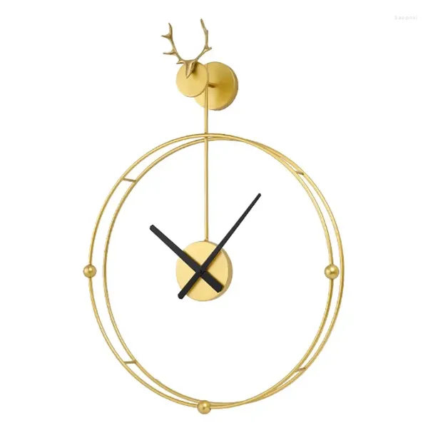 Relógios de parede Vintage Espanha Grande Relógio Mãos Modernas Relógios Silenciosos LED Luz Banheiro Ouro Redondo Duvar Saati Home Decor YX50WC