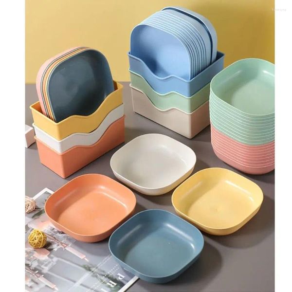 Fincan tabakları 10 adet plastik plastik çok fonksiyonlu tabak saklama kutusu rastgele renk yaratıcı atıştırmalık küçük çok renkli meyve plakası ev mutfak