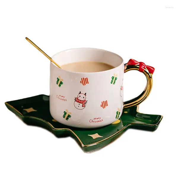 Kahve kapları Noel hediye seramik fincan su altın üst düzey küçük lüks zarif ve kaşık ile tabağı