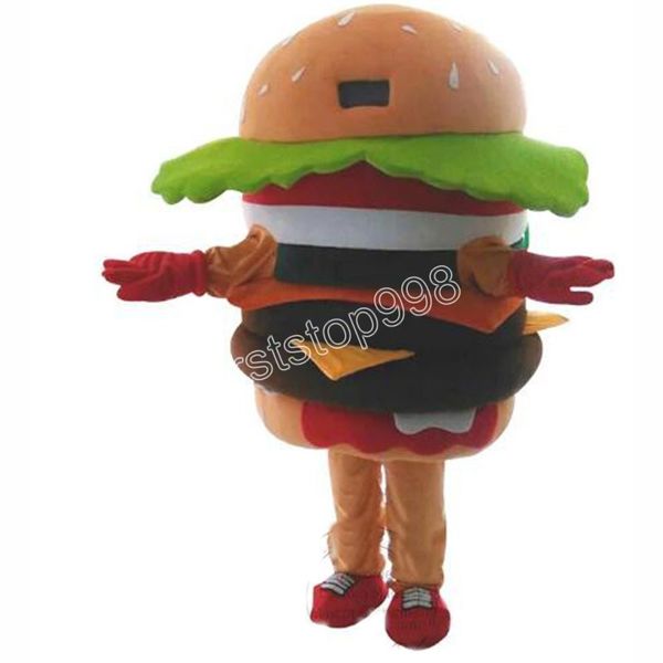 Costume da mascotte grande hamburger carino personalizzato Personaggio di tema anime dei cartoni animati di alta qualità Costume da adulto per pubblicità esterna per feste di Natale