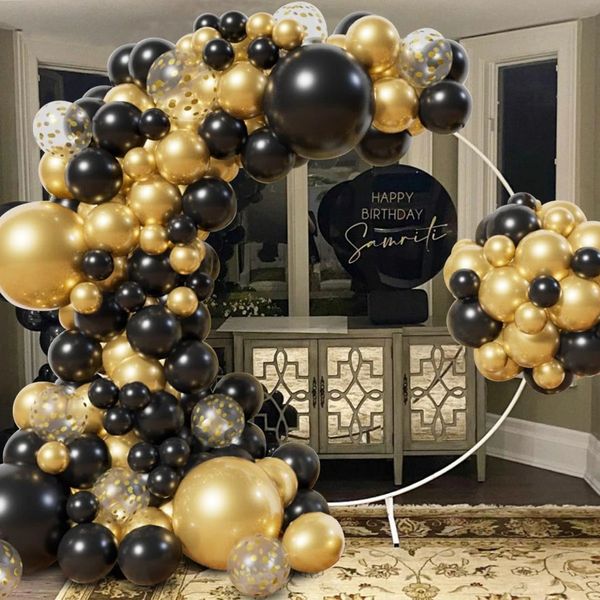 Noel Süslemeleri Siyah Altın Balon Garland Arch Confetti Lateks Baloons Mezuniyet Mutlu 30. 40th 50. doğum günü partisi Dekor Yetişkinler Bebek Duş 231023