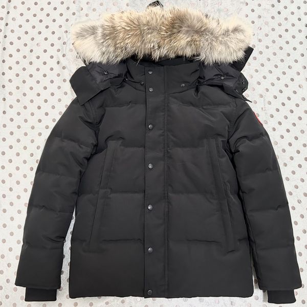 Pufferjacken Herren Designer Real Coyote Fur Outdoor Wyndham Windjacke Jassen Oberbekleidung Mit Kapuze Fourrure Manteau Daunenjacke Mantel Hiver Parka Doudoune Goose