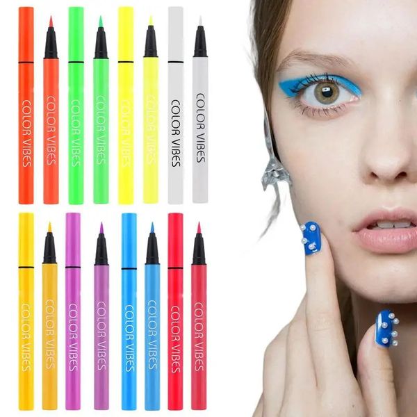 Lidschatten Bunte Flüssige Eyeliner 8PCS Regenbogen UV Leuchtende Wasserdichte Make-Up Hohe Pigment Für Mädchen Frauen Lange 231023