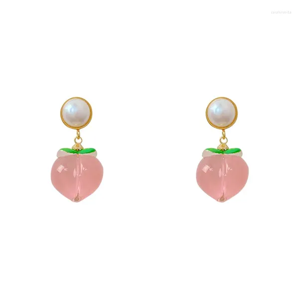 Brincos de garanhão 2023 super fada doce rosa pêssego pérola feminino luz luxo temperamento moda all-match jóias presente tendência