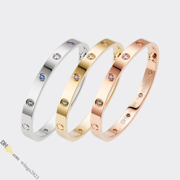 Designer de joalheria de pulseira de designer para feminino Bracelete de parafuso Diamante colorido de titânio titânio-ouro nunca desbotamento não alérgico, ouro/prata/rosa;Store/21417581