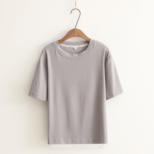 Sommer locker sitzendes Rundhals-Kurzarm-T-Shirt aus Baumwolle für Damen, T-Shirt für den Winter